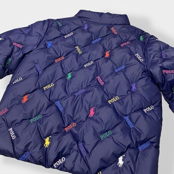 Polo Ralph Lauren Toddler Unisex Navy Logo Quilted Down Jacket size 2T New - Picture 9 of 12